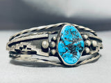 One Of The Best Twist Coil Vintage Native American Navajo Turquoise Sterling Silver Bracelet-Nativo Arts