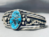 One Of The Best Twist Coil Vintage Native American Navajo Turquoise Sterling Silver Bracelet-Nativo Arts
