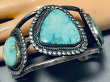 One Of The Best Vintage Native American Navajo Carico Lake Turquoise Sterling Silver Bracelet-Nativo Arts