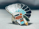 One Of The Best Vintage Native American Navajo Chief Kachina Head Sterling Silver Ring-Nativo Arts