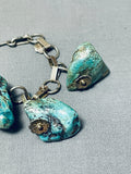 One Of The Best Vintage Native American Navajo Chunky Turquoise Sterling Silver Charm Bracelet-Nativo Arts