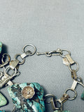 One Of The Best Vintage Native American Navajo Chunky Turquoise Sterling Silver Charm Bracelet-Nativo Arts