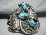 One Of The Best Vintage Native American Navajo Domed Bisbee Turquoise Sterling Silver Bracelet-Nativo Arts