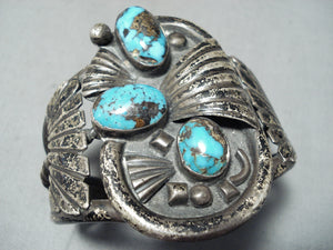 One Of The Best Vintage Native American Navajo Domed Bisbee Turquoise Sterling Silver Bracelet-Nativo Arts