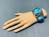 One Of The Best Vintage Native American Navajo Gilbert Turquoise Sterling Silver Bracelet-Nativo Arts