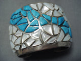 One Of The Best Vintage Native American Navajo Inlay Turquoise Sterling Silver Bracelet-Nativo Arts
