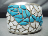 One Of The Best Vintage Native American Navajo Inlay Turquoise Sterling Silver Bracelet-Nativo Arts