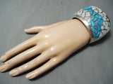 One Of The Best Vintage Native American Navajo Inlay Turquoise Sterling Silver Bracelet-Nativo Arts