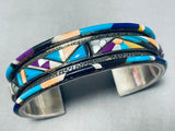 One Of The Best Vintage Native American Navajo Intense Inlay Turquoise Sterling Silver Bracelet-Nativo Arts