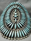 One Of The Best Vintage Native American Navajo Needle Turquoise Sterling Silver Bracelet Old-Nativo Arts