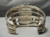 One Of The Best Vintage Native American Navajo Persin Turquoise Sterling Silver Leaf Bracelet-Nativo Arts