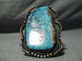One Of The Best Vintage Native American Navajo Slab Turquoise Sterling Silver Bracelet Old-Nativo Arts