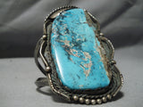 One Of The Best Vintage Native American Navajo Slab Turquoise Sterling Silver Bracelet Old-Nativo Arts
