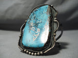 One Of The Best Vintage Native American Navajo Slab Turquoise Sterling Silver Bracelet Old-Nativo Arts