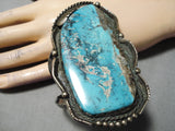 One Of The Best Vintage Native American Navajo Slab Turquoise Sterling Silver Bracelet Old-Nativo Arts