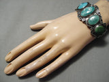 One Of The Best Vintage Native American Navajo Swirl Sterling Silver Turquoise Bracelet Old-Nativo Arts