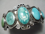 One Of The Best Vintage Native American Navajo Swirl Sterling Silver Turquoise Bracelet Old-Nativo Arts