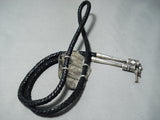 One Of The Best Vintage Native American Navajo Thomas Singer Turquoise Sterling Silver Bolo Tie-Nativo Arts