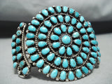 One Of The Best Vintage Native American Navajo Turquoise Cluster Sterling Silver Bracelet-Nativo Arts