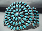 One Of The Best Vintage Native American Navajo Turquoise Cluster Sterling Silver Bracelet-Nativo Arts