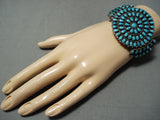 One Of The Best Vintage Native American Navajo Turquoise Cluster Sterling Silver Bracelet-Nativo Arts