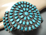 One Of The Best Vintage Native American Navajo Turquoise Cluster Sterling Silver Bracelet-Nativo Arts
