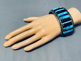 One Of The Best Vintage Native American Navajo Turquoise Inlay Sterling Silver Bracelet-Nativo Arts