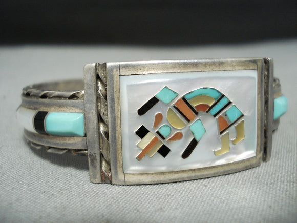 One Of The Best Vintage Native American Zuni Florence Lela Turquoise Sterling Silver Bracelet-Nativo Arts