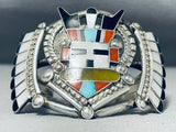 One Of The Best Vintage Native American Zuni Turquoise Clown Sterling Silver Inlay Bracelet-Nativo Arts
