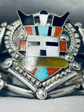 One Of The Best Vintage Native American Zuni Turquoise Clown Sterling Silver Inlay Bracelet-Nativo Arts