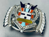 One Of The Best Vintage Native American Zuni Turquoise Clown Sterling Silver Inlay Bracelet-Nativo Arts