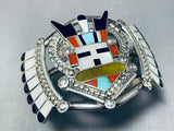 One Of The Best Vintage Native American Zuni Turquoise Clown Sterling Silver Inlay Bracelet-Nativo Arts