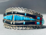 One Of The Best Vintage Native American Zuni Turquoise Inlay Sterling Silver Bracelet-Nativo Arts