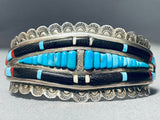 One Of The Best Vintage Native American Zuni Turquoise Inlay Sterling Silver Bracelet-Nativo Arts