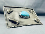 One Of The Biggest Ever Vintage Native American Navajo Nturquoise Sterling Silver 2 Finger Ring-Nativo Arts