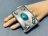 One Of The Biggest Ever Vintage Native American Navajo Nturquoise Sterling Silver 2 Finger Ring-Nativo Arts