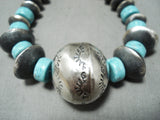 One Of The Biggest Native American Navajo Tubule Sterling Silver Turquoise Necklace-Nativo Arts