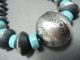 One Of The Biggest Native American Navajo Tubule Sterling Silver Turquoise Necklace-Nativo Arts