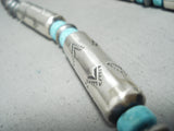 One Of The Biggest Native American Navajo Tubule Sterling Silver Turquoise Necklace-Nativo Arts