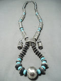 One Of The Biggest Native American Navajo Tubule Sterling Silver Turquoise Necklace-Nativo Arts