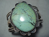 One Of The Biggest Vintage Native American Navajo Green Turquoise Sterling Silver Bracelet-Nativo Arts