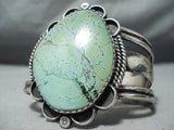 One Of The Biggest Vintage Native American Navajo Green Turquoise Sterling Silver Bracelet-Nativo Arts