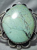 One Of The Biggest Vintage Native American Navajo Green Turquoise Sterling Silver Bracelet-Nativo Arts