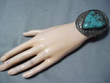 One Of The Biggest Vintage Native American Navajo Turquoise Concho Sterling Silver Bracelet-Nativo Arts
