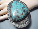 One Of The Biggest Vintage Native American Navajo Turquoise Concho Sterling Silver Bracelet-Nativo Arts
