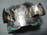 One Of The Biggest Vintage Native American Navajo Turquoise Sterling Silver Watch Bracelet-Nativo Arts