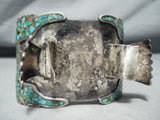 One Of The Biggest Vintage Native American Navajo Turquoise Sterling Silver Watch Bracelet-Nativo Arts