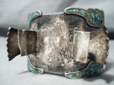 One Of The Biggest Vintage Native American Navajo Turquoise Sterling Silver Watch Bracelet-Nativo Arts