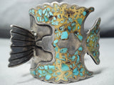 One Of The Biggest Vintage Native American Navajo Turquoise Sterling Silver Watch Bracelet-Nativo Arts