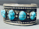 One Of The Finest Vintage Native American Navajo Carico Lake Turquoise Sterling Silver Bracelet-Nativo Arts